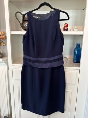 Jones New York Navy Sleeveless Peplum Sheath Dress